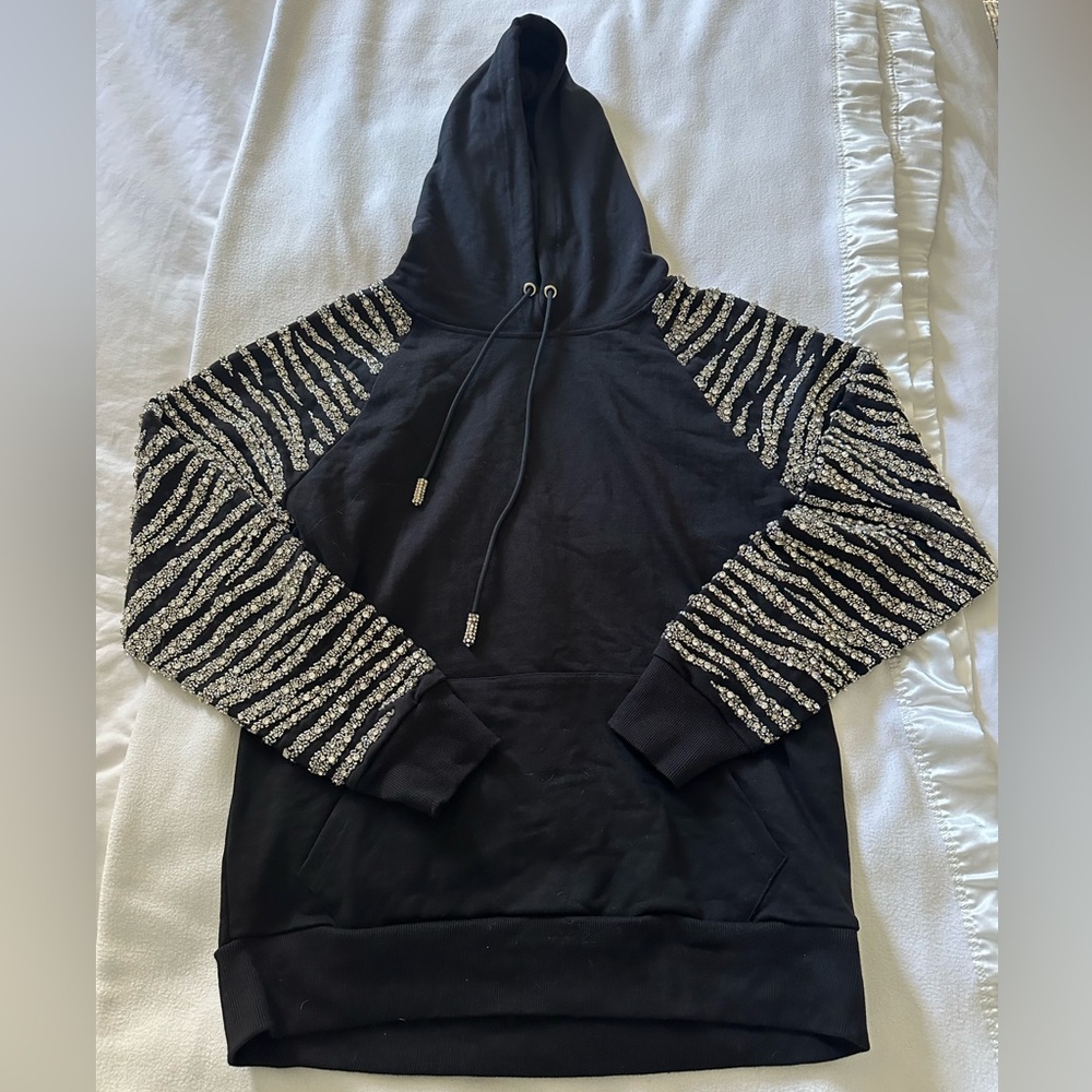 Retrofete Isa Black and Silver Sequin Women's Hoodie Top - Picture 6 of 14